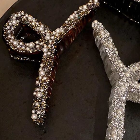 💞Brown Large Pearl Jaw Hair Clips - Picture 2 of 7